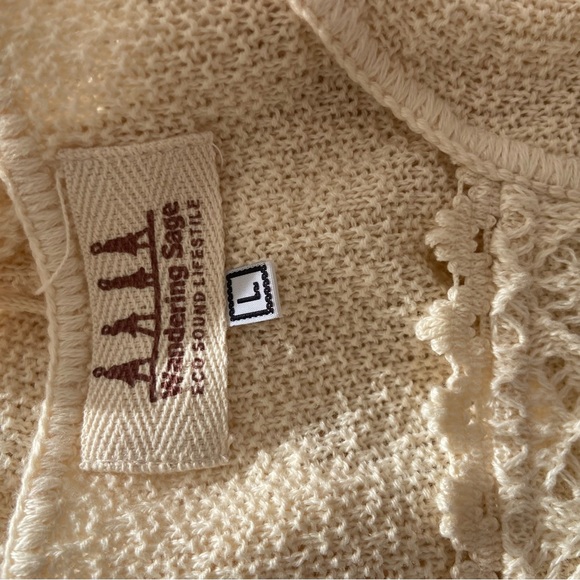 Vintage look boho cream blouse wandering sage large eco friendly clothing top - Picture 6 of 6